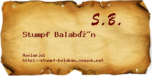 Stumpf Balabán névjegykártya
